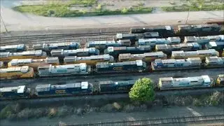 Flyover of GE Yard (Part 1) Old CSX & UP C40-8 & C40-8Ws
