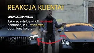Reakcja klienta! Mrożenie lakieru folią PPF Mercedes E53 AMG, Zmiana koloru szary MAT Mercedes E63s