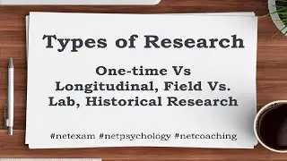 UGC NET Psychology Types of research - One-time Vs Longitudinal, Field Vs. Lab, Historical Research