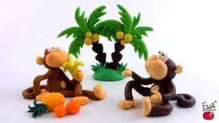 LET'S CLAY! Monkey tutorial - polymer clay - malpka z modeliny