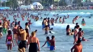Incredible gathering at Cavancha Sea beach, Iquique, Chile.