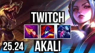 TWITCH vs AKALI (MID) | Good KDA: 21/1/2 | EUW Master | 25.24