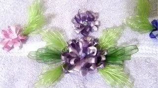 Bordados con cintas flores pon pon en alto relieve