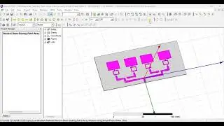 directive beam steering beam forming 1x4 array antenna with phase shifter in HFSS