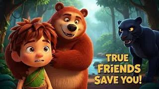 Jungle Friends Adventure 🐻🧒 | Moral Story for Kids | True Friendship Wins