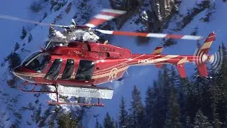 Stunning Bell 407 helicopter landing & takeoff action at Courchevel LFLJ | #helicopter
