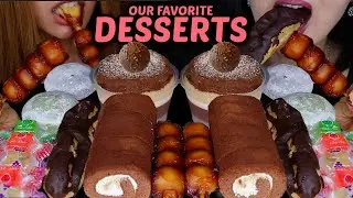 ASMR OUR FAVORITE JAPANESE DESSERTS! DANGO, CREAM MOCHI, RAINBOW JEWEL JELLY, CHOCOLATE ECLAIRS 먹방