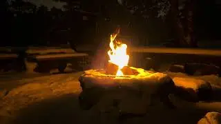 🔥 Snowy Real Campfire in the Forest at Night | Real Fire Sounds | Winter Ambience, No loop #bål