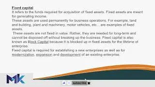 CAPITAL&mdash;FIXED & WORKING
