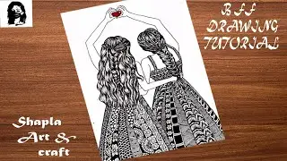 BFF[Best friend forever] ❤ Drawing Tutorial || Freinds draw #drawingtutorial #howtodraw #GirlDrawing