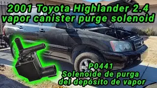 2001 Toyota Highlander 2.4 C&oacute;mo cambiar el solenoide de purga del dep&oacute;sito de vapor c&oacute;digo P0441