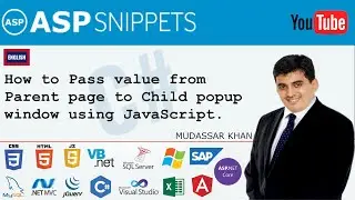 Pass (Send) value from Parent page window to Child popup window using JavaScript