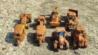 😱 Toy Tractors Stuck in Mud | Water Cleaning Satisfying Video | Tractor cartoon video