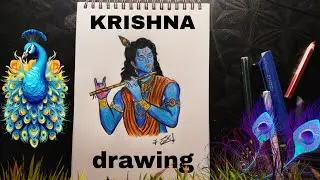 Krishna art🎨🦚#tamil#krishna#drawing#tutorial#youtube#trending#video#shorts 