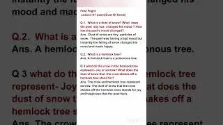 Class 10 English| First Flight#chapter 1 # poem - Dust Of Snow | question Answer