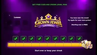 8 ball pool | crown  jewel win  streak | free cue and ring
