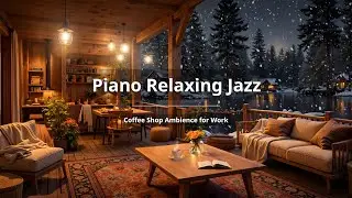 NO ADS | Winter Coffee Porch Ambience with Warm Jazz Music ⛄ Soft Jazz Background Music & Fireplace
