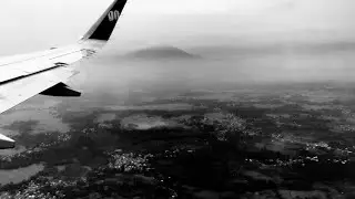 BOEING FULL TAKE OFF AND SOUND OF AEROPLANE ENGINE FROM INSIDE AND DARK VIEW FROM OUTSIDE AEROPLANE 