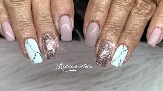 Gel Polish with Acrylic Powder for Strength | Marble Nails