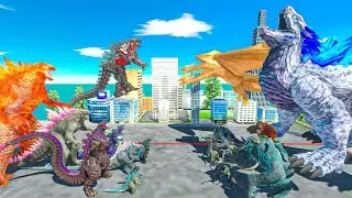 Team Mechagodzilla vs Team King Ghidorah - Animal Revolt Battle Simulator