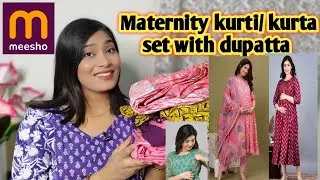 MEESHO MATERNITY FEEDING KURTI/KURTA SET WITH DUPATTA HAUL 💙 Meesho latest haul💙 Meesho haul #meesho