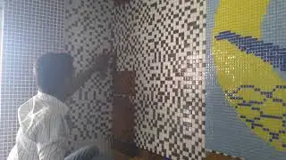 Paper removed form glass mosaic