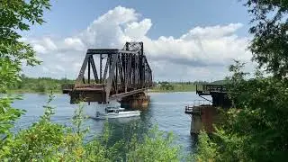 Swing bridge at Little Current (Manitoulin Island) swinging open