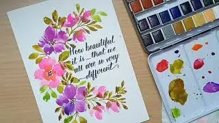 Handmade watercolor floral DIY greeting card