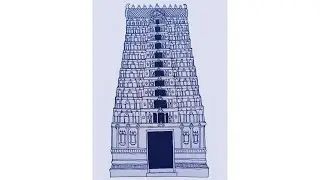 Srivilliputhur andal temple gopuram drawing. Gopuram drawing easy. Temple drawing easy. Rajagopuram.
