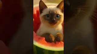 Adorable Kitten Naps in a Fruit Paradise 🍓🐾 | Relaxing Cute Cat #shorts