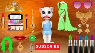 Talking tom billu dress lipstick taj sunglasses best colour cat makeup comedy video | @Magicstudio3