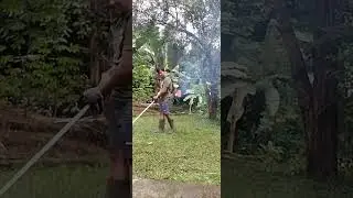 Siang bolong Babat semak rumput supaya ular tidak bersarang #babatrumput #mesinpotongrumput #youtube