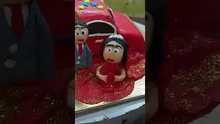 wedding car cake with Groom and Bride model #egglesscake #baking #cake #shorts #youtubeshorts