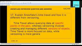 SNOWFLAKE Interview Q & A , Time travel Vs Versioning