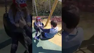 2 Kids on 1 Swing!! Harestanes Park Jedburgh