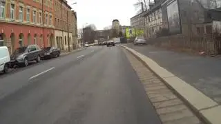 Fahrt entlang der Zwickauer Stra&szlig;e in die Innenstadt