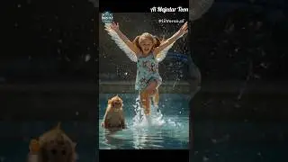 ✨ Angel Girl Playing with Monkey in Water | Magical Fun Moment 🐒💦