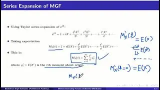 Moment Generating Function of Binomial Distribution Video #168 I Data Science and A.I. Lect. Series