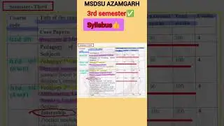 🔴msdsu bed 3rd semester syllabus|msdsu azamgarh|msdsu 3rd semester syllabus#msdsu #bed2023 #syllabus