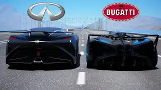 1,000KMH!!! Bugatti Bolide vs Infiniti Concept Vision GT DRAG & TRACK RACE