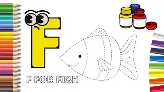 Learn Alphabet with drawing|| Draw Fish, trace line and create picture. Fish is a sea animal