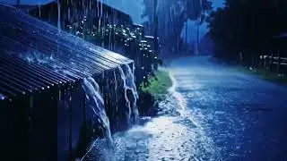 Relaxing Heavy Rain Night ASMR by a Small Hut on a Silent Rural Road for Better Sleep 71