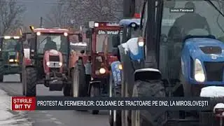 ȘTIRILE BIT TV - PROTEST AL FERMIERILOR- COLOANE DE TRACTOARE PE DN2, LA MIROSLOVEȘTI
