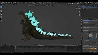 Godzilla Minus One Rig Test - Dorsal Plates Animation/Material driven by Drivers (Blender)