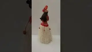 Polynesian dancer musical Vintage Hula Girl 12 in Rotating Music Grass Skirt Tiki Bar Hawaii Aloha.