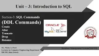 DDL Command of SQL (Create, Alter, Trancate, Drop, Rename commands) | Unit-3 | Lecture-3