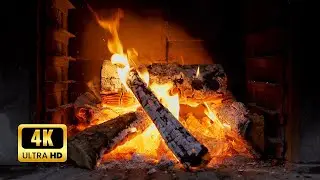 Burning Fireplace 4K | 5 HOURS of Crackling Fire Sounds with Cozy Ambience - NO LOOP