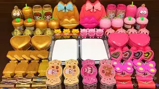 GOLD vs PINK! Mixing Makeup, Glitter and More into Glossy Slime ! Satisfying Slime Video #804
