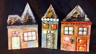 Part 1 making houses out of cardboard mixed media