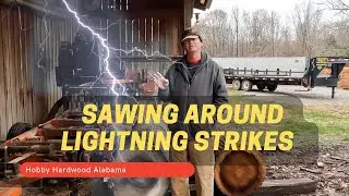 Бревно &laquo;Crazy Rainbow Topol&raquo;, поврежденное молнией, получает свежую распиловку в Hobby Hardwood на лесопилке Wood-Mizer